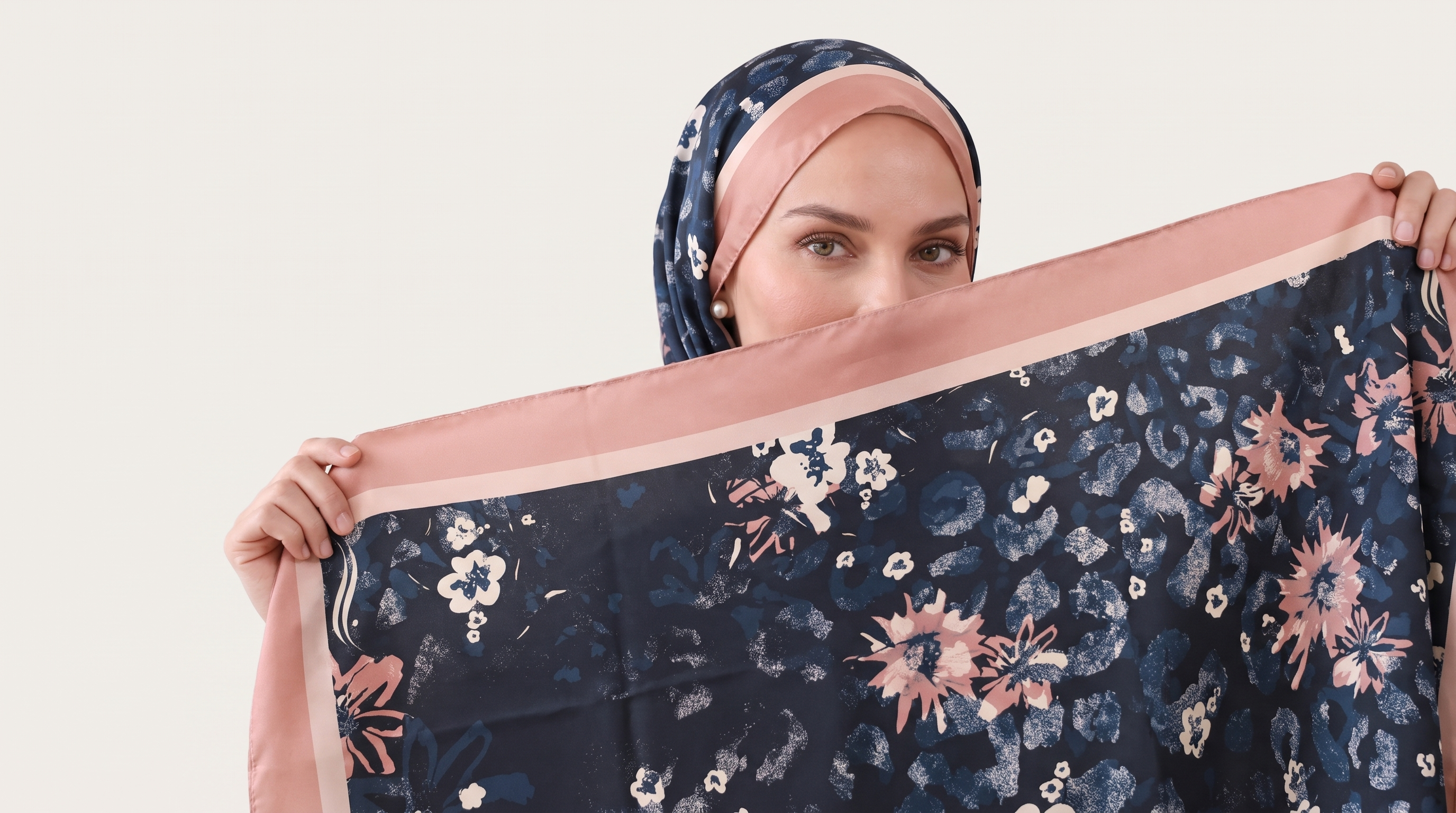 Navy Wildflower Satin Chiffon